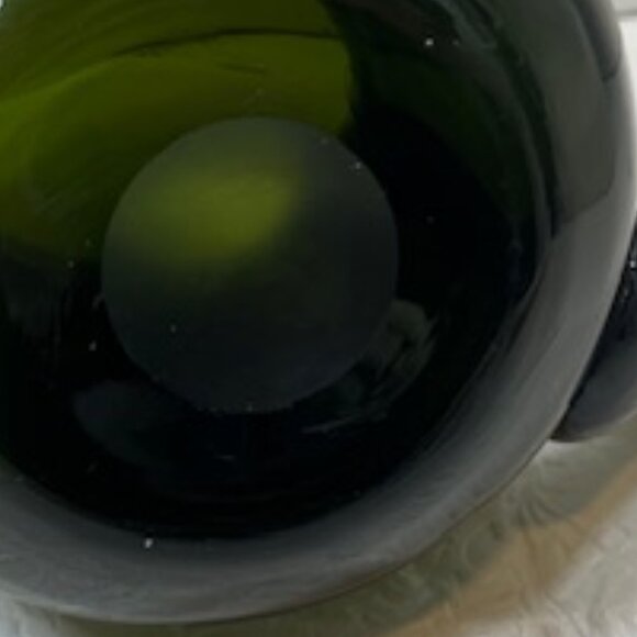 VTG Olive Green Glass Cottage Water Dinner Pitcher Jug 6" Tall/6.75"Wide - Picture 5 of 10